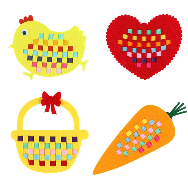 Children's Handmade Weaving Toys Cartoon Chicken Flower Fruit Fish Ocean Animal Non-woven Weaving Material Art Craft Set for Kid
