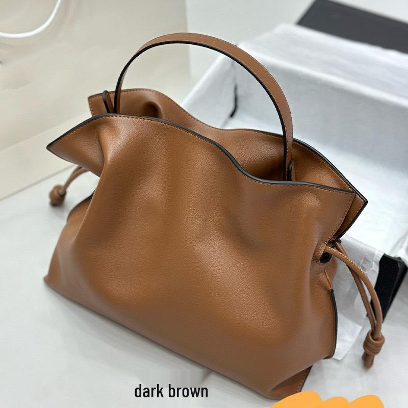 

New Luo Jia Soft Cowhide Drawstring Bucket Bag - Women s Shoulder & Crossbody Handbag 22x18x6cm Small