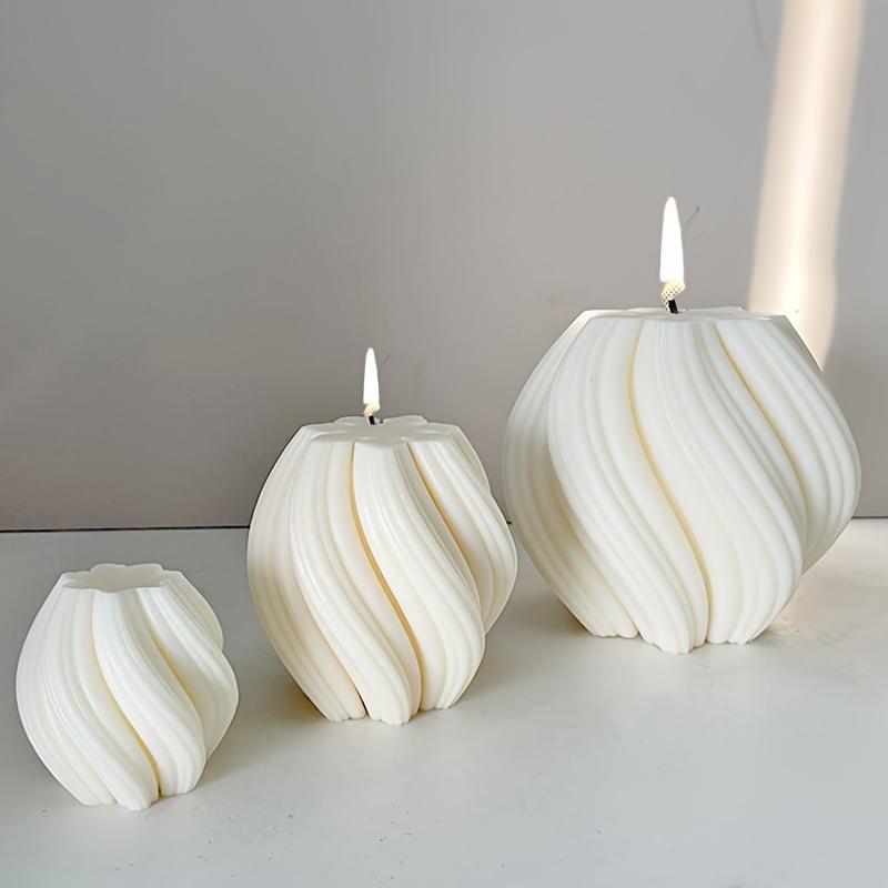 1pc 3D Rotating Pillar Candle Silicone Mold Geometric Wave Candle Wax Holder Silicone Mould DIY Abstract Art Resin Gypsum Mold Home Craft Decor