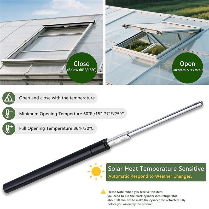 ABWR-Automatic Greenhouse Window Opener 2PCS Solar Powered Auto Vent Openers For Hothouse