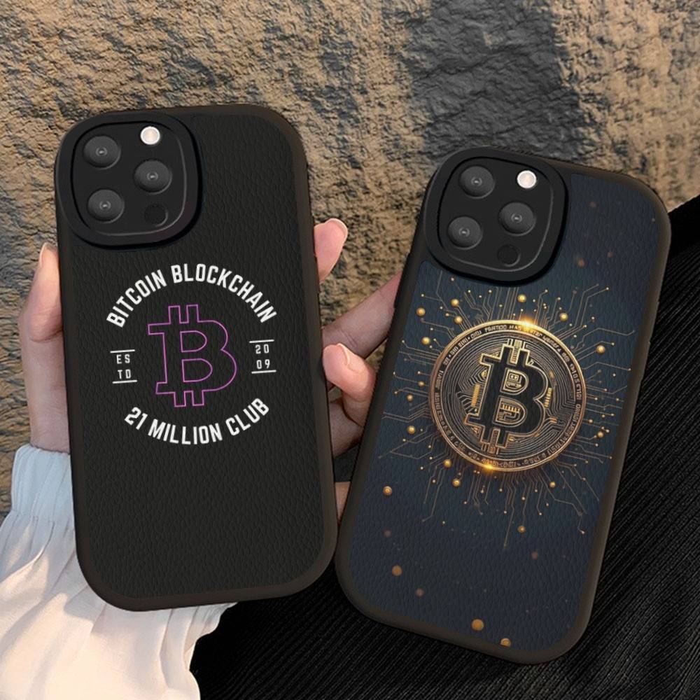 Bitcoin Phone Case Hard Leather For IPhone 14 13 16 Mini 15 14 11 12 Pro Max Plus Fundas