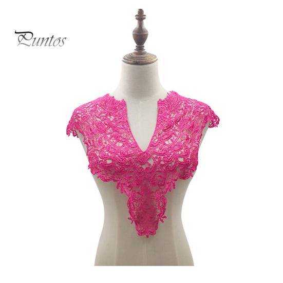 Spetsar Fake Collar Brodered Corsage Hollow Design Stora Blommor Avtagbar Fram/Back Krage Spets Applikation Kvinnlig Charm för syaffär
