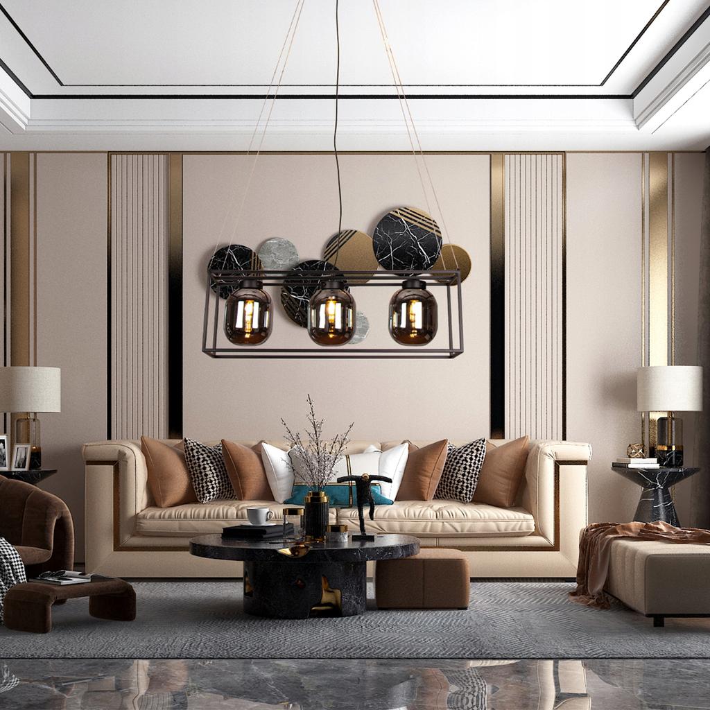 Hanging Ceiling Lamp for Living Room Dining Room 3 Glass Shades
