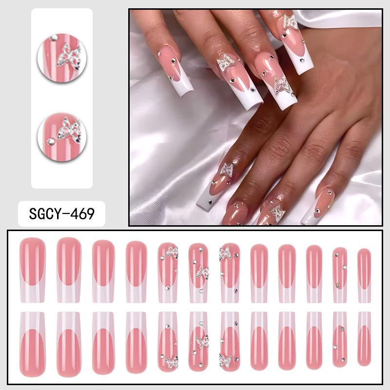O8 Long Nail Art Tips - European & American High-End Wearable Summer Stickers
