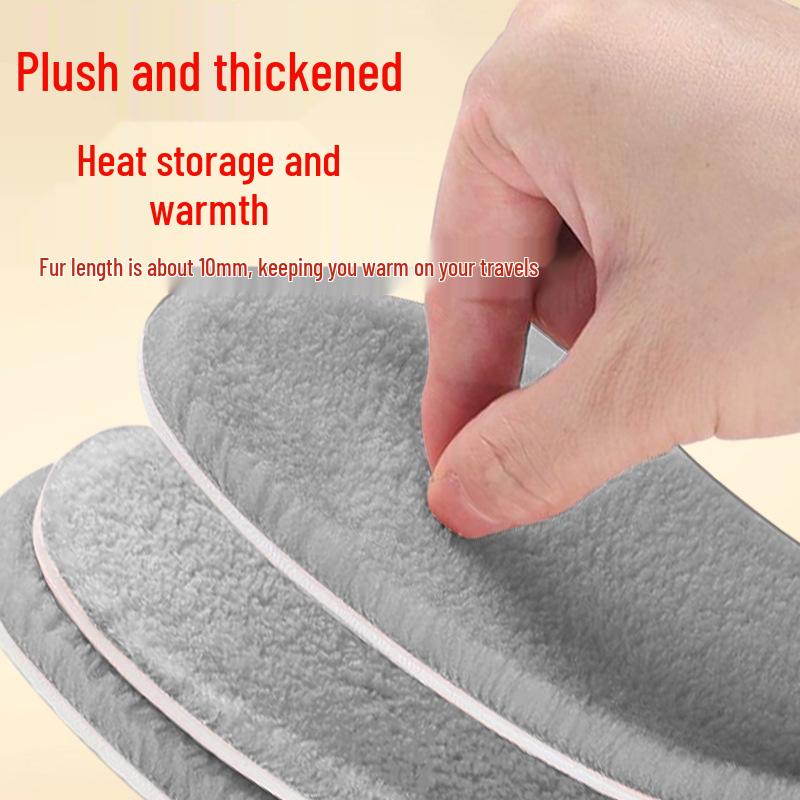 Winter Warm Fleece Insoles: Thick, Plush Cotton Shoe Pads for Men & Women