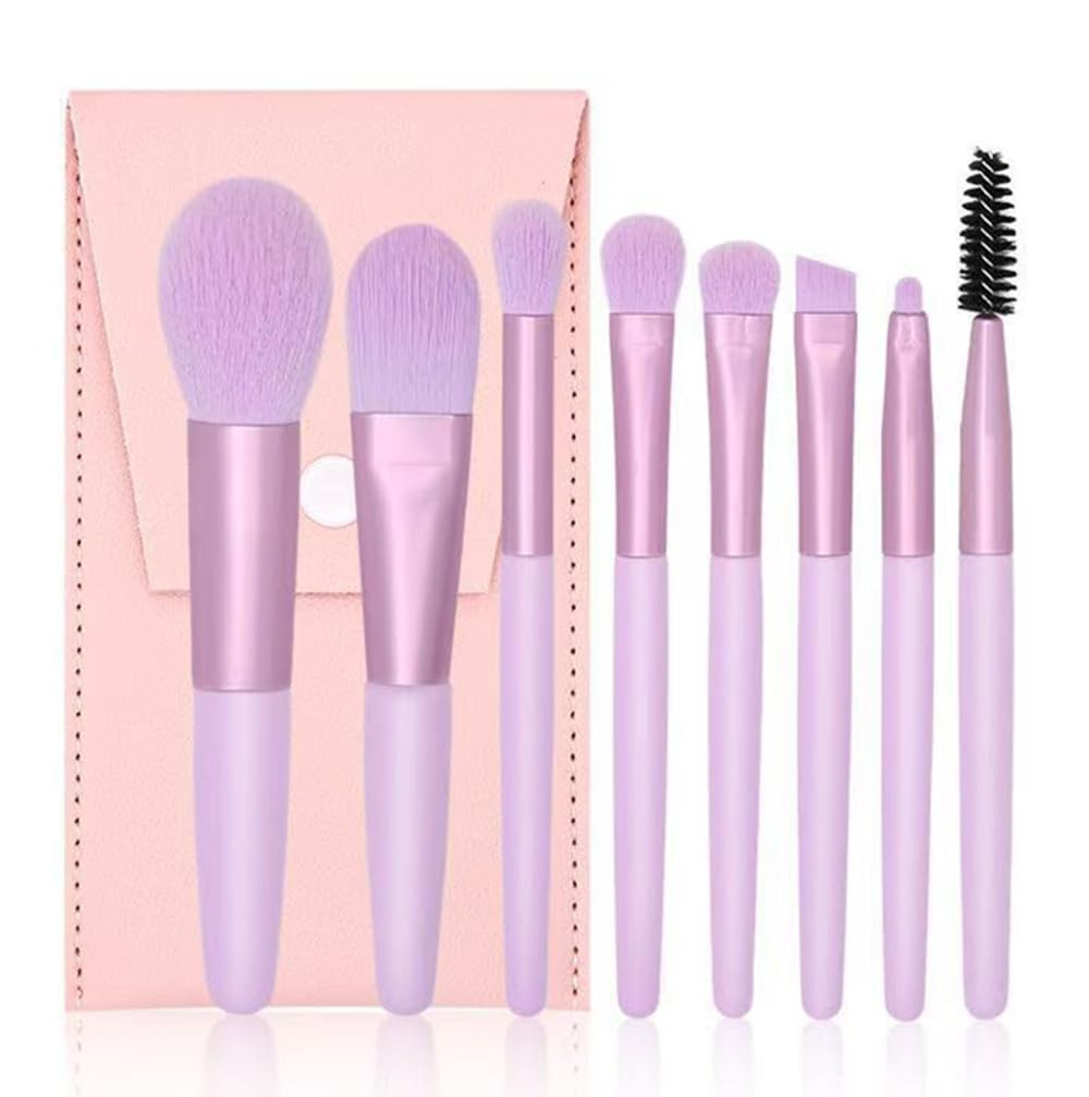 

BAOQISHAN makeup brush makeup brush set with makeup fiber super soft makeup easy to convenient for daily beginner makeup tools 8-piece set, bag, фіолетовий