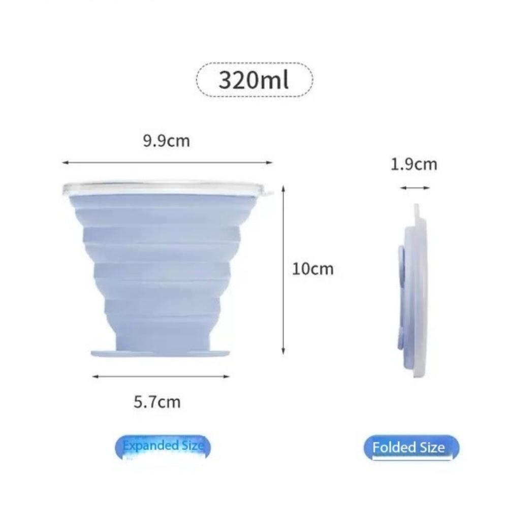 320ML Silicone Collapsible Travelling Cups Reusable & Portable Drinking Cup with Lids for Outdoor Hiking/Camping