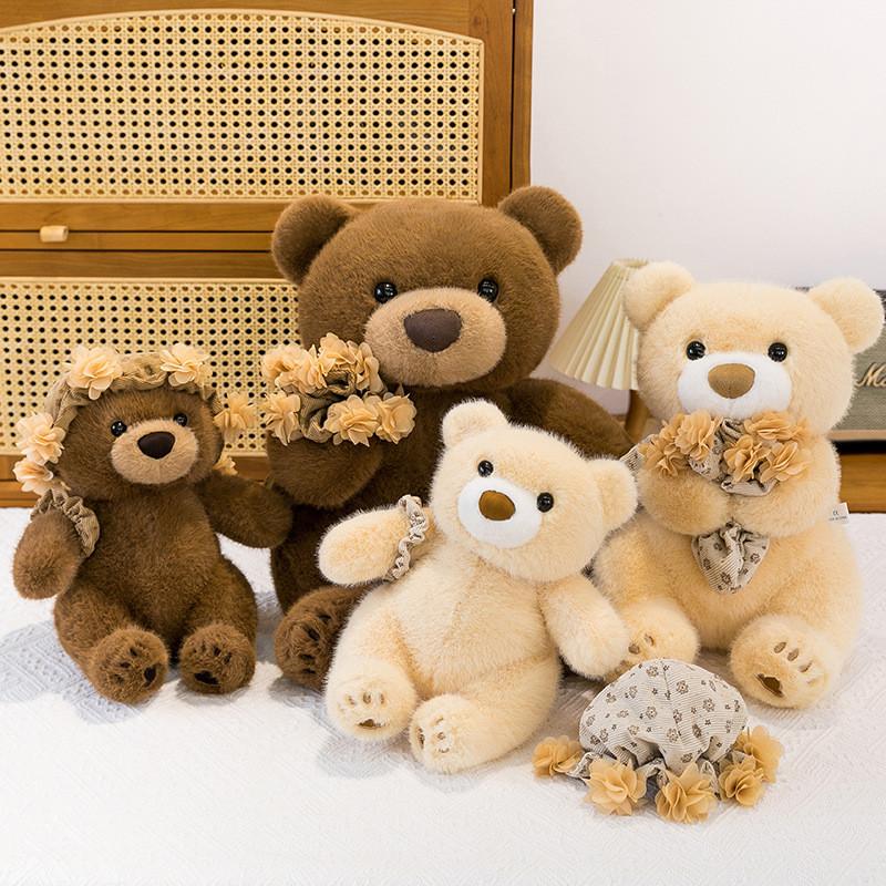 Teddy Bear Plush With Rose Decor Handmade Gift For Valentines And Friends