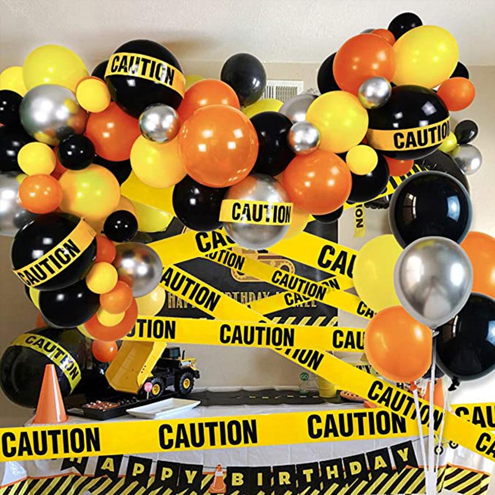Construction Vehicle Theme Tableware Birthday Flag Balloon Chain Background Wall, Balloon Decoration