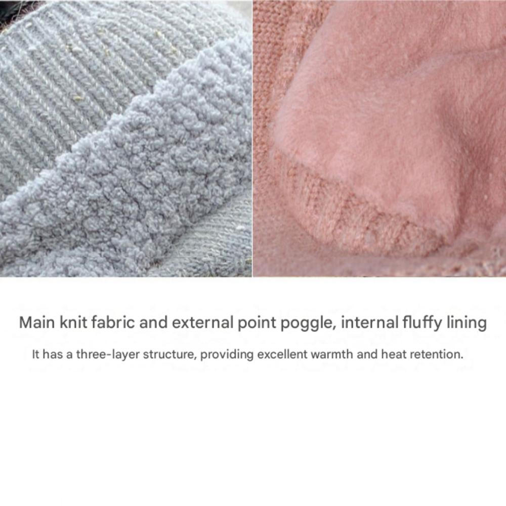 Winter Knit H Hats for Woman with EarCap & HairOpen