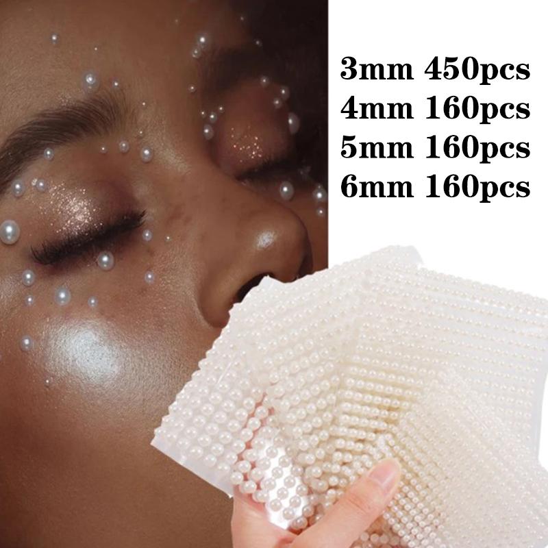 Jednorazové perlové tetovacie nálepky na tvár, samolepiace 3D perlové tetovacie nálepky, samolepiace oči, tvár, telo, vodeodolné líčenie, umenie, párty dekorácie