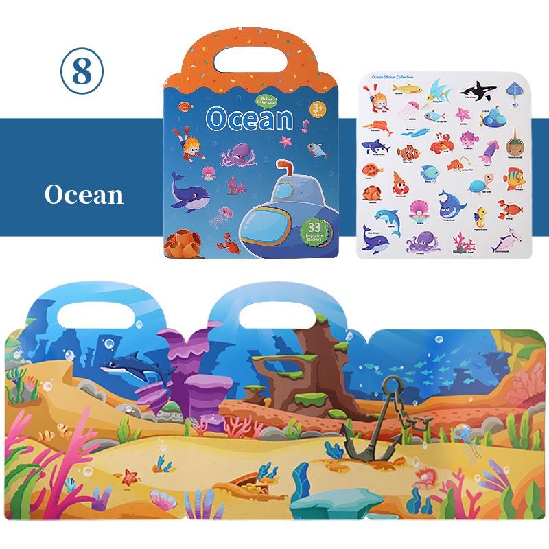 Yc Children's Sticker Book Animal Dinosaur And Ocean Scenes For Early Education And Focus Development