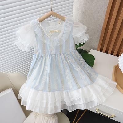 Baby Dress Korean Style Baby Girls Lace Clothes Kids Girls Short Sleeves Dress Toddler Girls Princess Summer