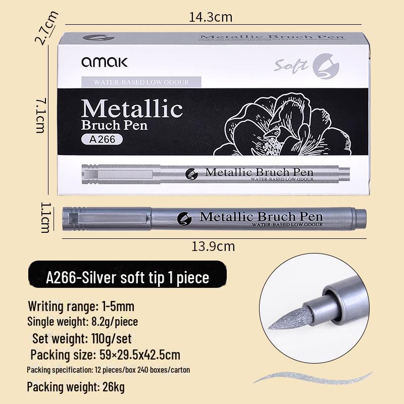 

Водостойкий металлический маркер для росписи поздравительных открыток - глянцевая ручка на водной основе золотого и серебряного цвета. A266 soft tip
