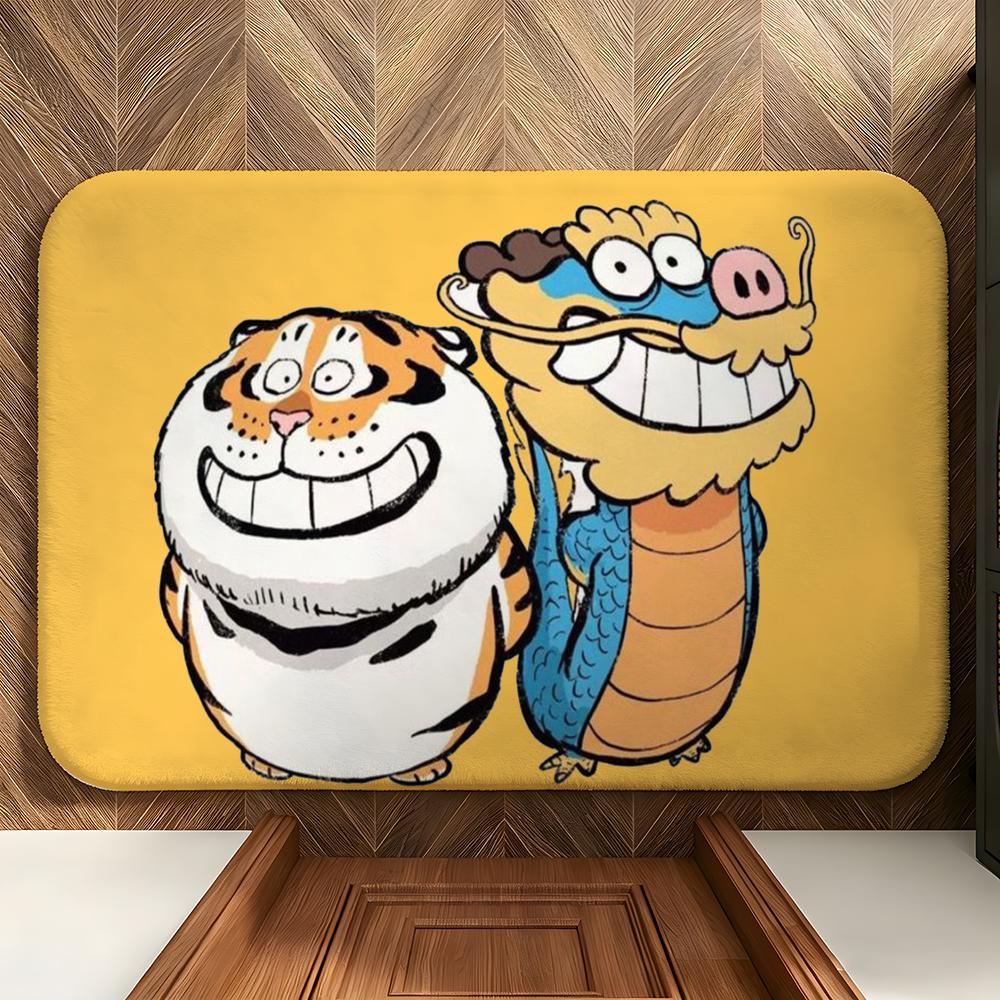 Character I-I'm Not Fat T-Tiger Floor Mat Soft Flannel Entrance Door Mat Non Slip Absorbent Bathroom Bedroom Floor Rug
