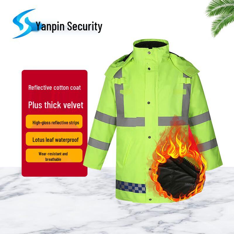 Reflective Cotton-Padded Raincoat Set 3XL