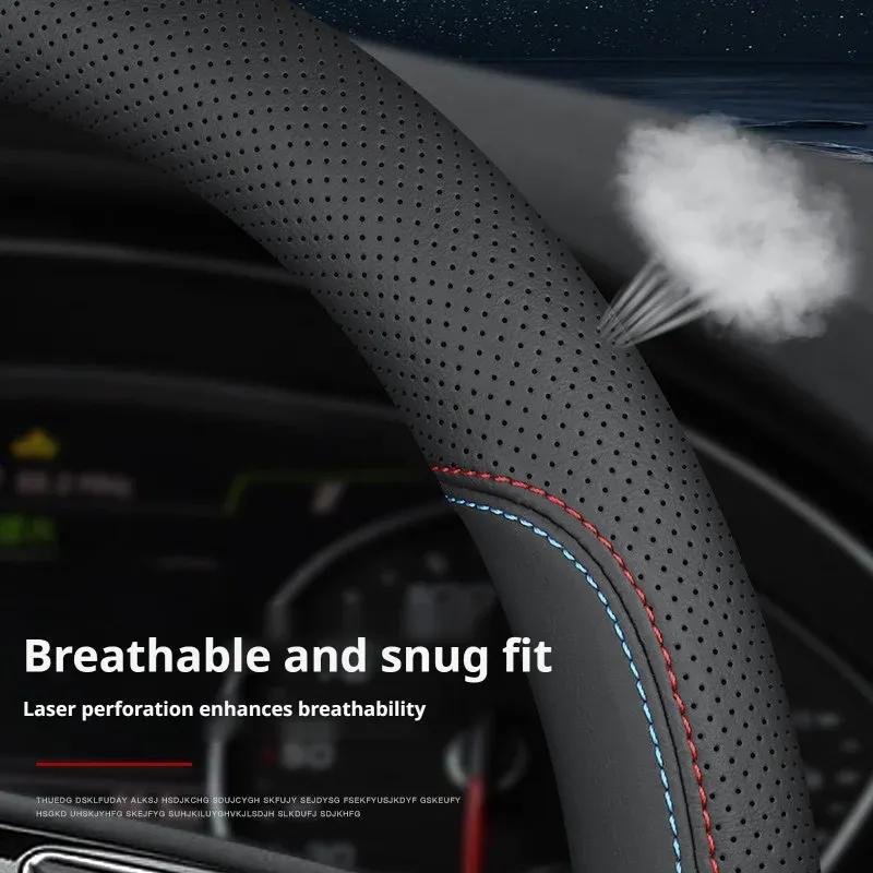 For Volvo XC60 XC40 XC90 S60 S90 V60 V90 EX30 EX90 EC40 Breathable Leather Steering Wheel Cover Ultra-thin Anti-slip Accessories