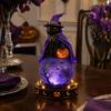 Unique Halloween Gift for Friends LED Lighted Faux Crystal Ball Decoration, Resin Witch/Skeleton/Cat/Ghost Figurine with Led Light