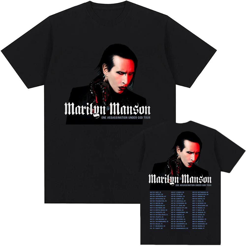 ONE ASSASSINATION UNDER GOD TOUR 2025 T-shirt Marilyn Manson Bedrukte T-shirts Katoen Zomer Mannen Unisex Streetwear Herenkleding