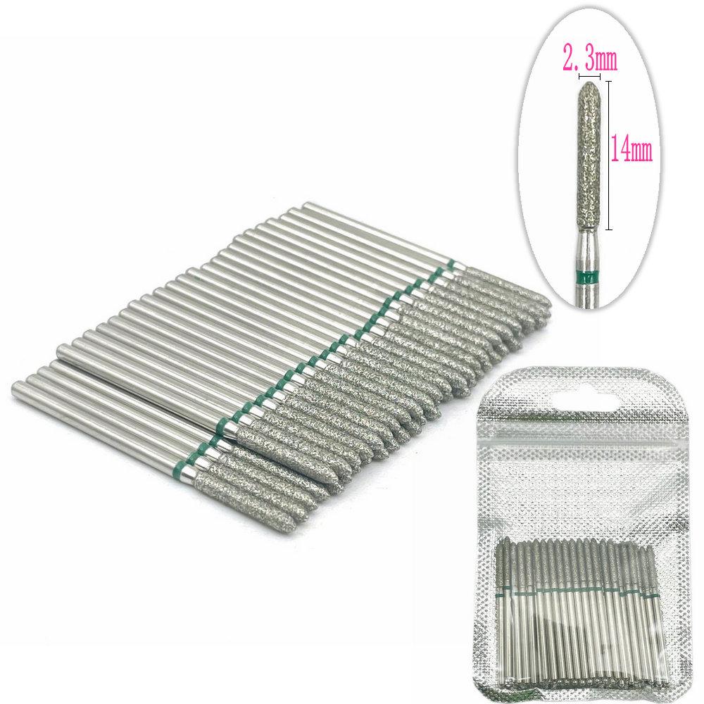 50pcs/pack Diamond Milling Cutter Grinding Drill Bits Diamond Polisher HP 2.35mm Diamond Polisher Nail Drill Bits Drill