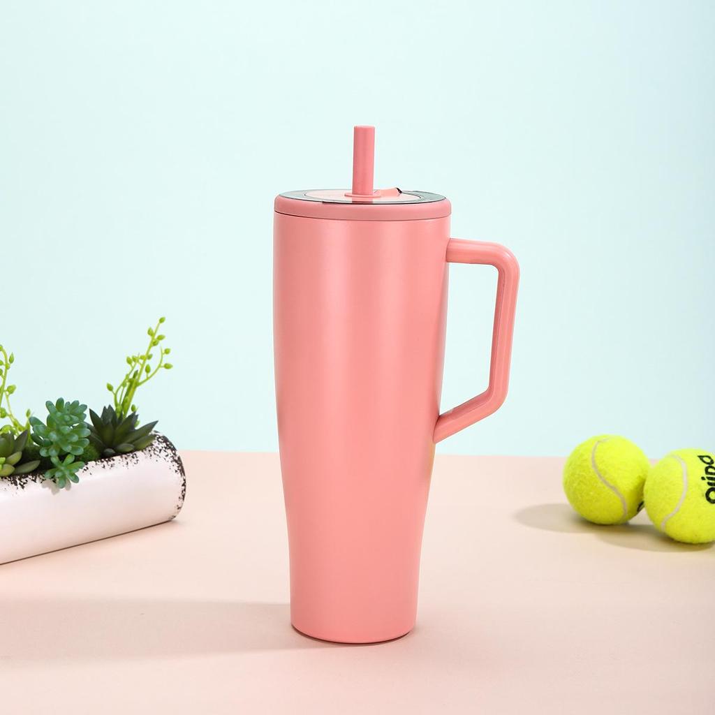 40oz Insulated Stainless Steel Car Cup with Straw & Handle