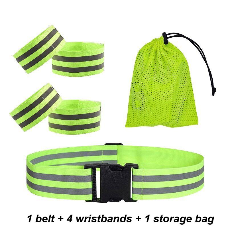 

Men s and Women s Elastic Reflective Wristbands for Running Cycling High Visibility and Night Safety Adjustable Reflective Belts зелений