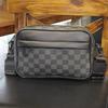 Plaid Men's Crossbody Shoulder Bag - Trendy Casual Korean Style Leather Sports Bag