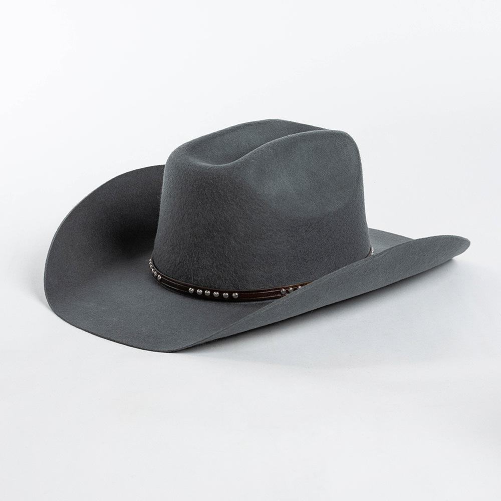Big Size Men's 100% Wool Western Cowboy Fedoras Hats Unisex Vintage Wide Brim Jazz Felt Hat  Church Gentleman Caps 55/57/59/61cm