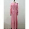 Middle Eastern Style Buttoned European and American Dress Slim Fit Large Hem Long Sleeve Decorative Button Retro Ethnic Style Gown Palace Style
