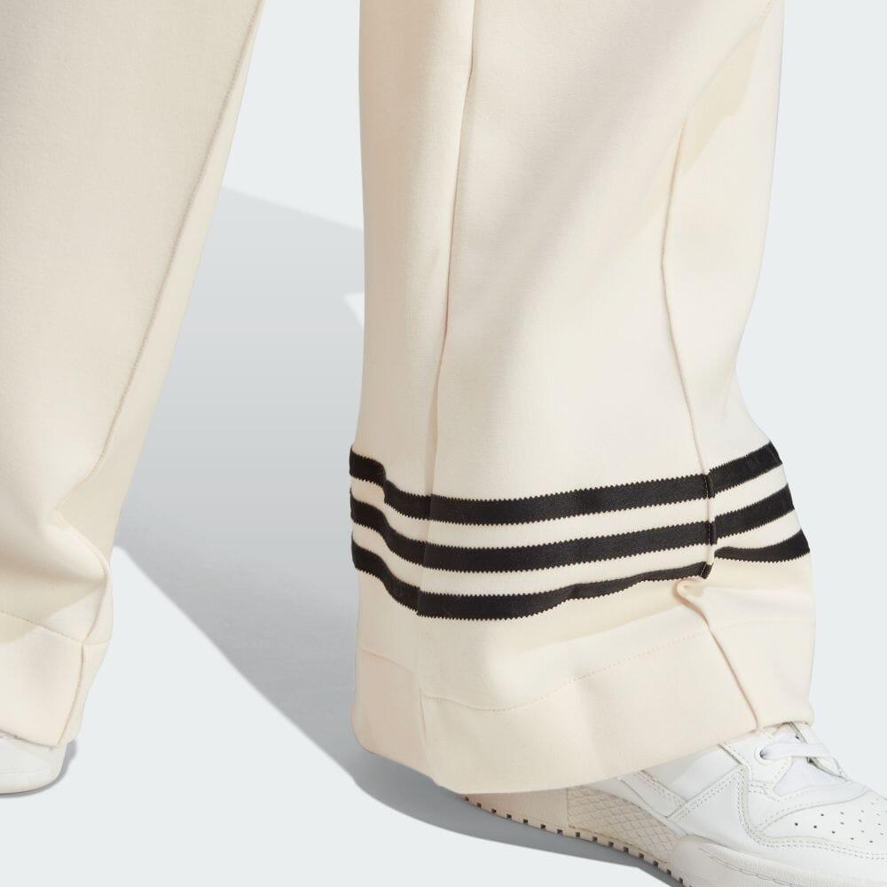 Adidas Originals Adicolor Neuclassics Pruhované Logo Vyšívané Elastický Pas Široké Nohavice Pletené Tepláky Dámské Spodky Zázračně Bílá IM1834