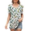 Women's Round Neck Short Sleeve Pleated Loose Fit Leaf Floral Print T Shirt Casual Daily Tunic Top