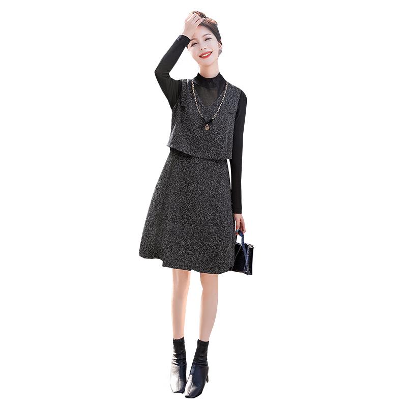 

Sisparche Women s Faux Two-Piece Long-Sleeve Dress XL
