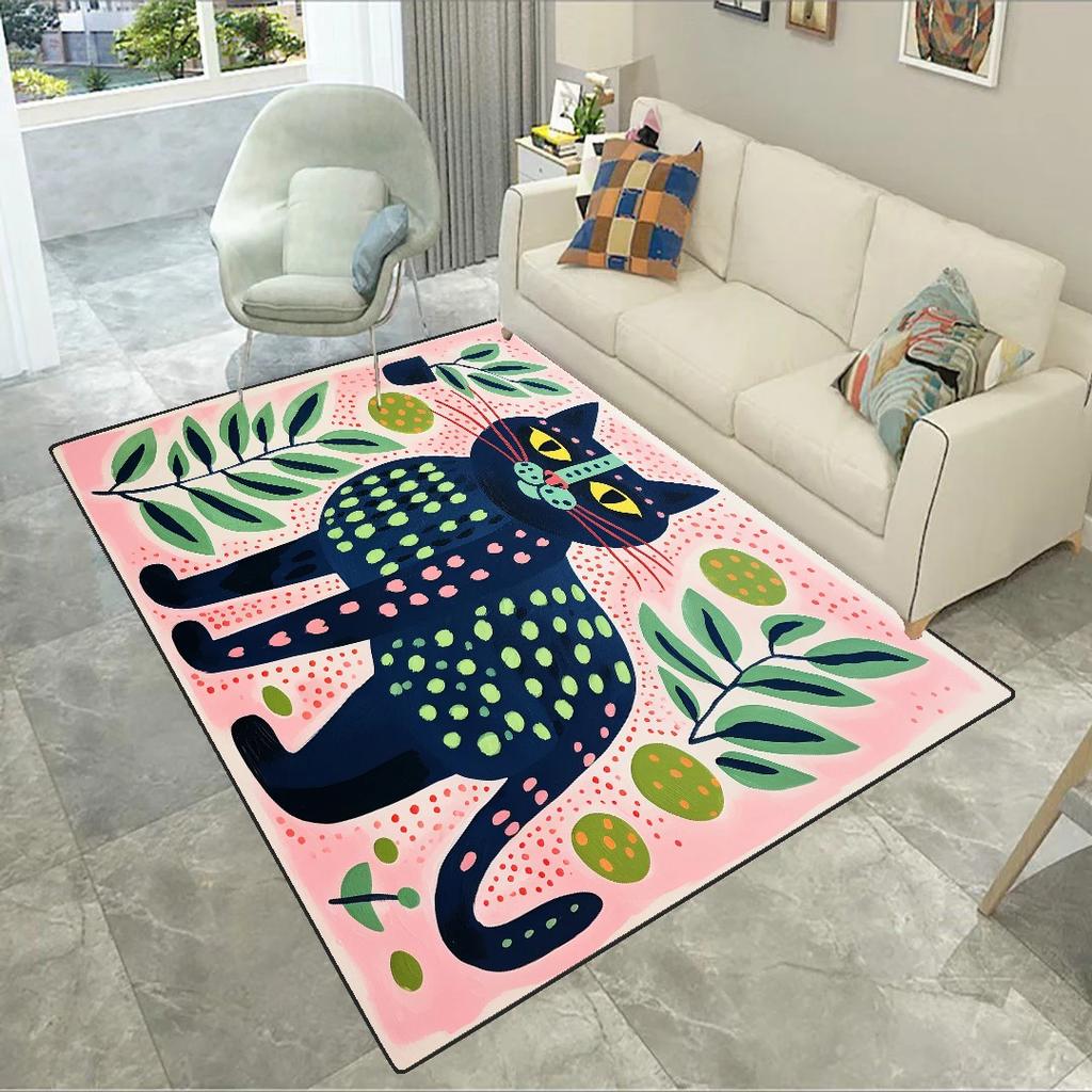 Art Cat Carpet Pet-Friendly for Living Room Home Decoration Non-Slip Sofa Side Cute Mats Bedroom Large Area Cloakroom Rug Tapis