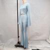 2024 European & American Slim-Fit Sports Set: High-Waisted Flared Pants & Long-Sleeve Top for Women