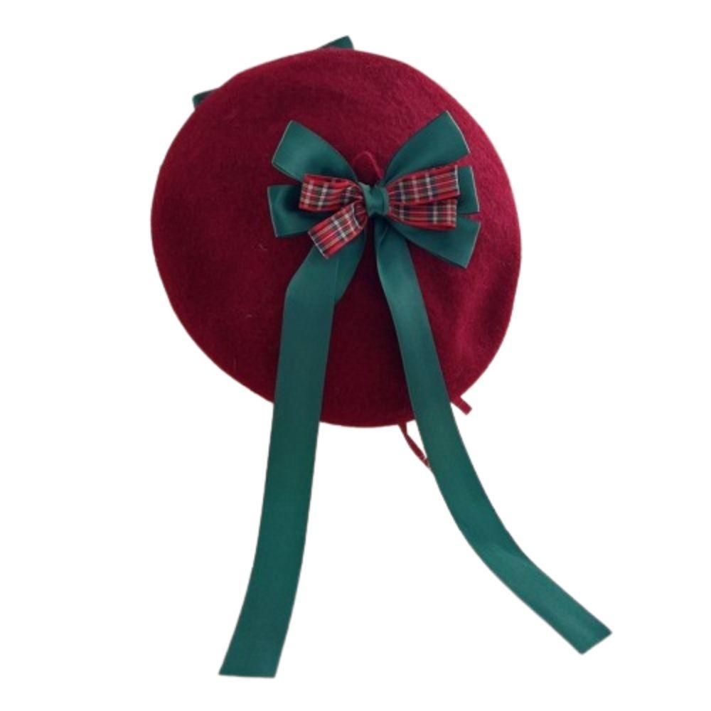 Fashion Lolita Hat Ribbon Bowknot Winter Beanie Cap Y2K Japanese Style Beret Teenage