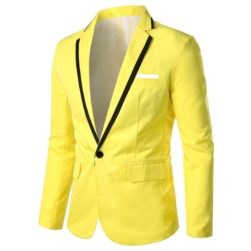 Men s White One Button Blazer With Black Trim Casual Formal Suit Jacket M