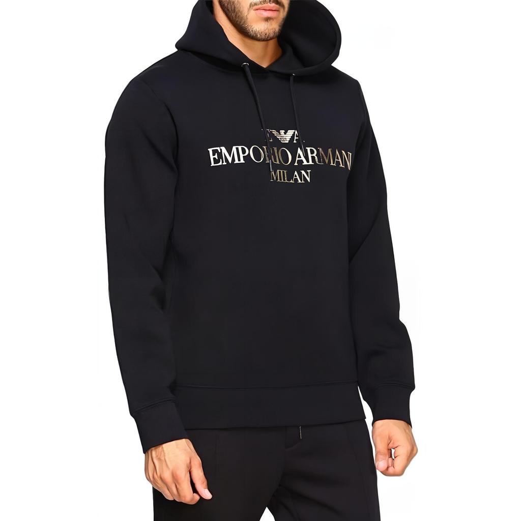 Emporio Armani Letter Print Long Sleeve Hoodie Men Hoodies Black 6G1MP1-1JHSZ-0920