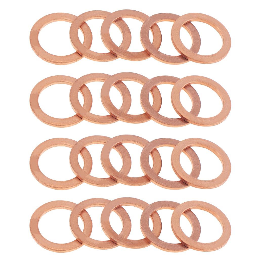 20pcs M14x1.5 Copper Oil Drain Plug Crush Washers Coolant Seal Circle Gasket Set