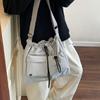 Fashion nylon shoulder bag new simple drawstring messenger bag versatile large capacity lightweight tote bag