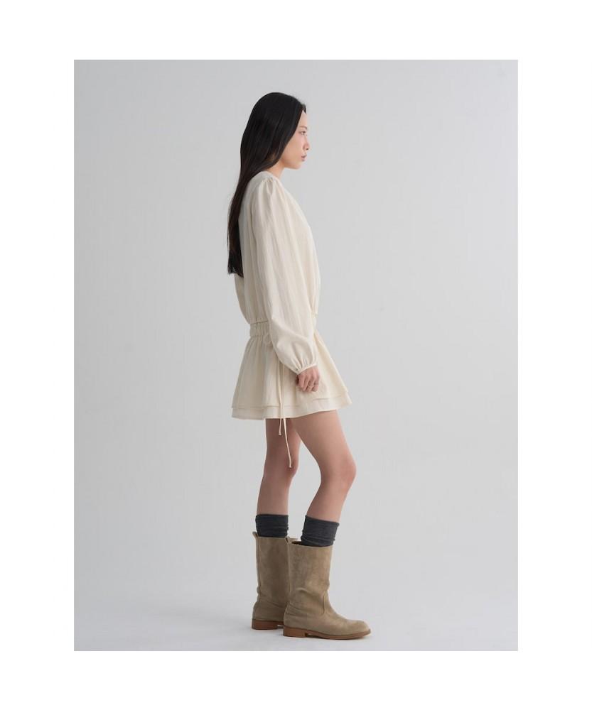 8SECONDS Low-Waist Long-Sleeve Mini Dress Ivory