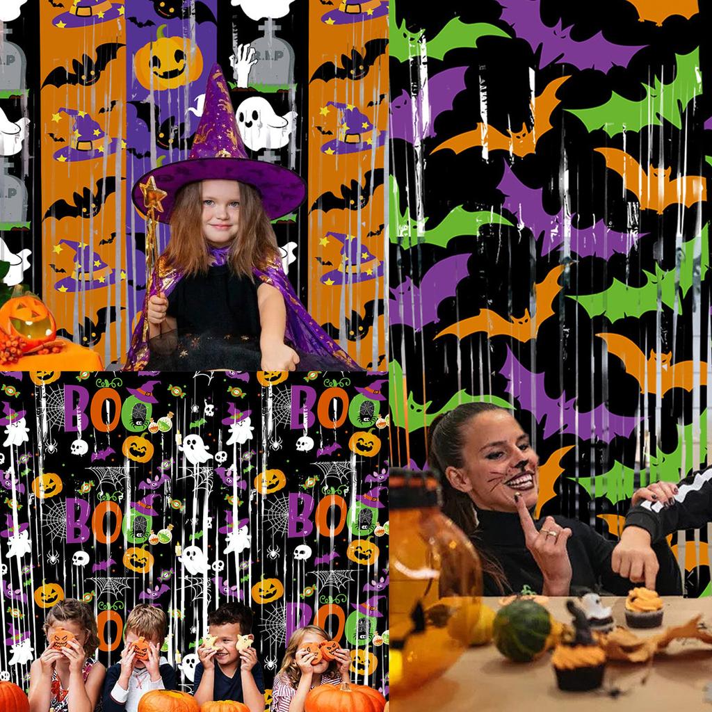 Halloween Bat/ Pumpkin/ Ghost/ Rain Curtain Party Background Decoration Rain Curtain Photo Props