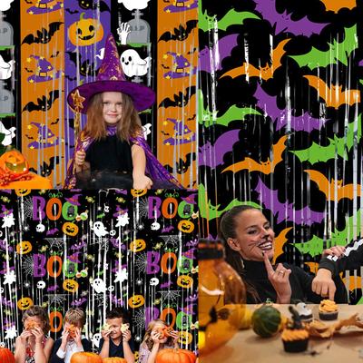 Halloween Bat/ Pumpkin/ Ghost/ Rain Curtain Party Background Decoration Rain Curtain Photo Props