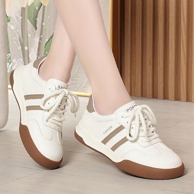 Retro Dexun Freizeitschuhe für Damen, Neue Damen Schuhe für Frühling und Herbst, Vielseitige Nischen Schnür-Sport-Weiße Schuhe