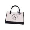 Initial Canvas Handbag Shopper Bag Shopping Bag Versatile Foldable Shoulder Bag for Girl Women Fashion Trendy Bag