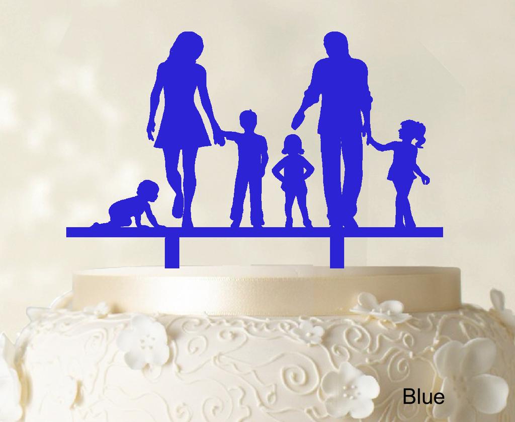 Personlig familiekaketopper Egendefinert silhuett Bryllupskake Topper Kakedekorasjoner Tilgjengelig 6"-7" tommer