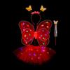 Non-Toxic 2-6 Year Led Children Costume Props Children Skirts Luminous Wing Toys Flashing Butterfly Wing Skirt Set Kids Luminous Party Toys