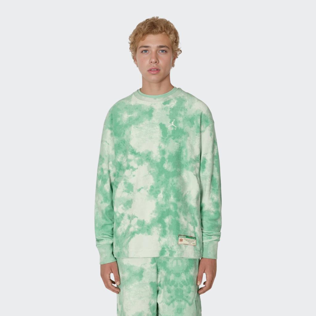 Jordan X J Balvin Collaborative Logo Embroidered Washed Pattern Long Sleeve T-Shirt Men Tops Green DR3103-316