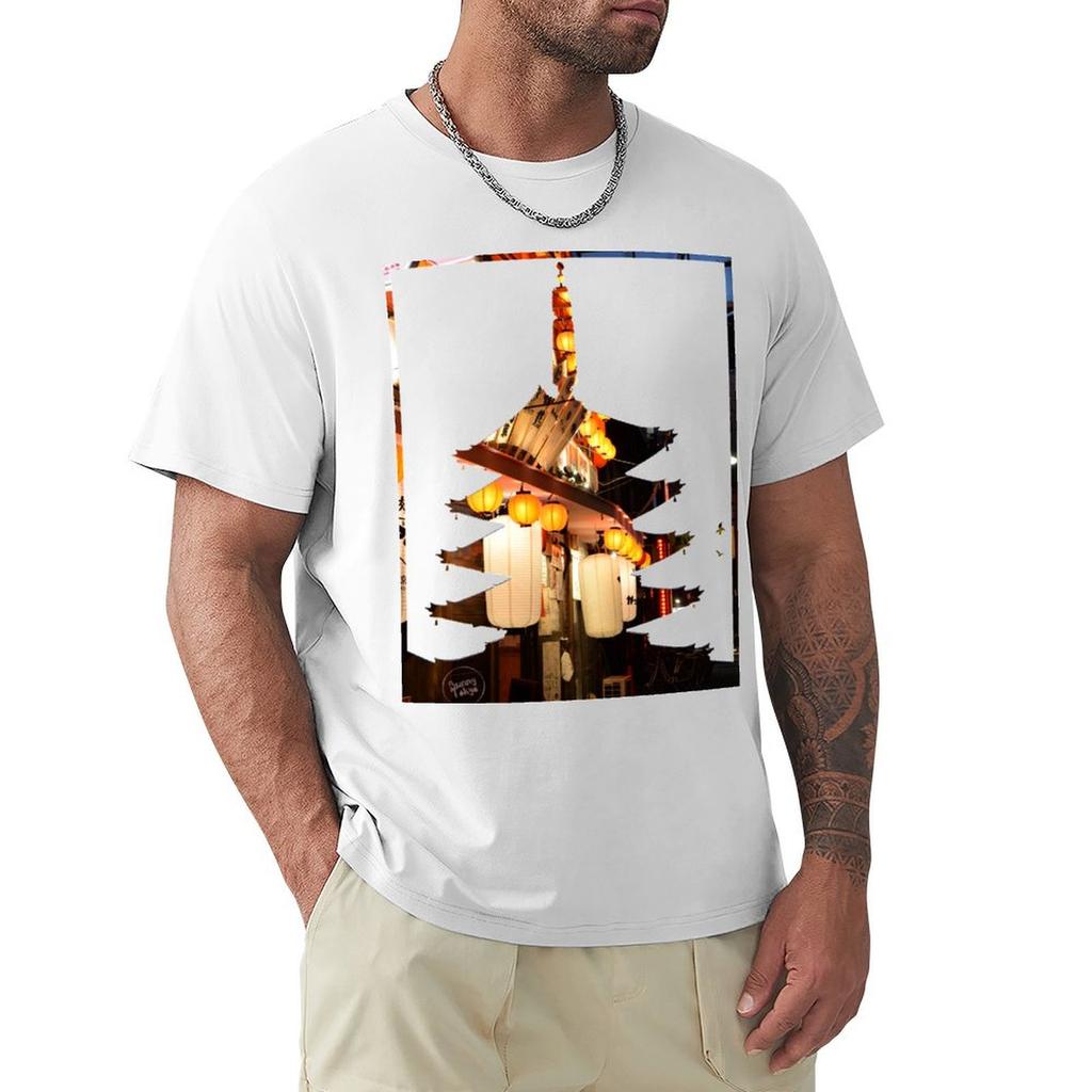 Shinjuku lights in Sensoji Pagoda TShirt Work Wear Breathable Tee