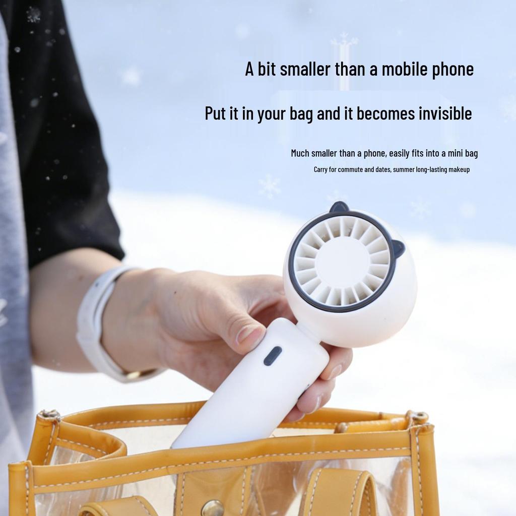 Cat Ear Handheld Spray Humidifier Fan with USB Charging, Three-Speed Settings, and Low Noise