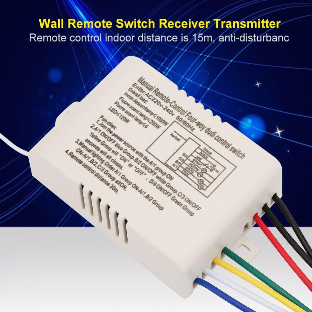 2/3/4 Ways Wall Remote Control Switch 220V ON/OFF Remote Control Kit ABS Flame Retardant Material Nominal 7A Relay